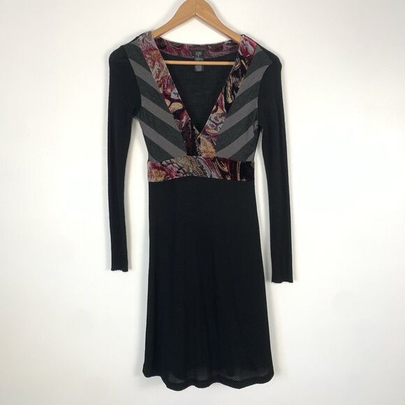 Custo Barcelona Lana Mixed Media Midi Dress Size 1 / XS Boho - Picture 1 of 6